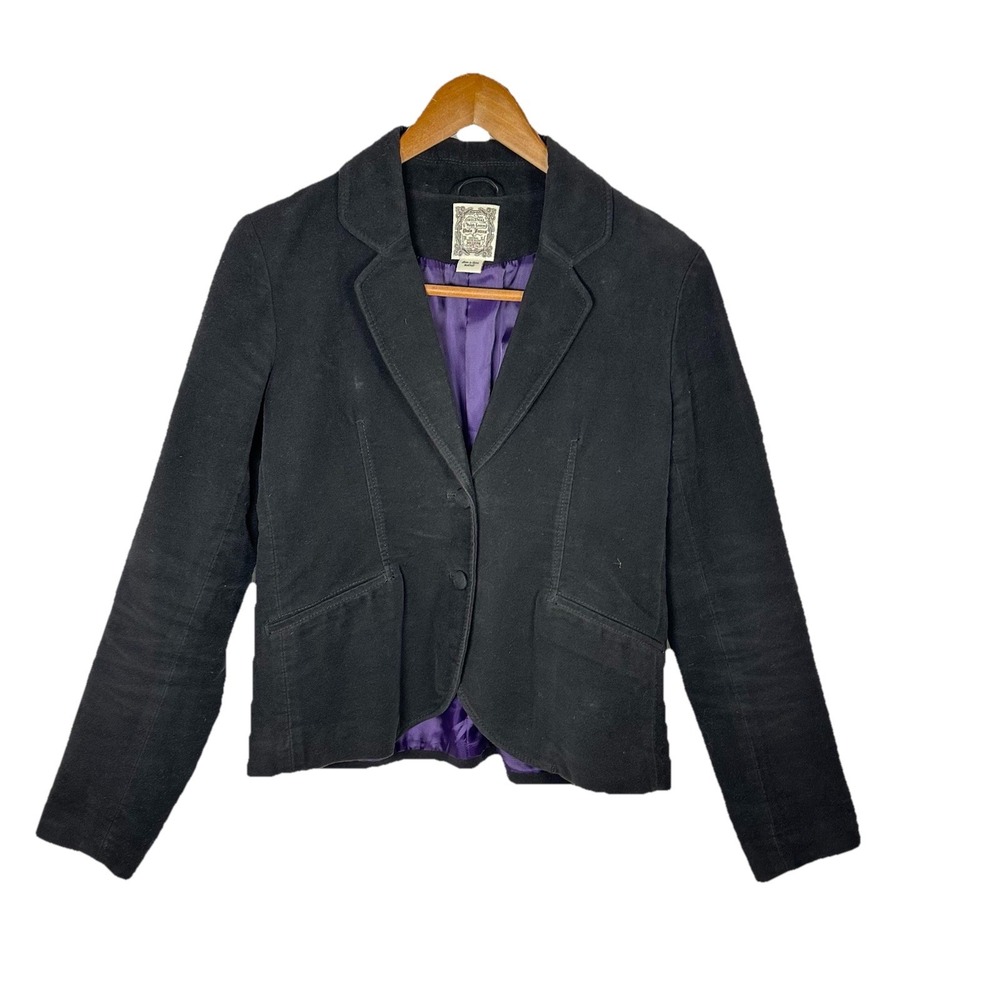 Ralph Lauren Polo Jeans Co Black Velvet Blazer Jacket Women's M Vintage Y2K